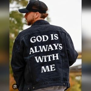 Elevated Faith Men's Black Denim Jacket_M